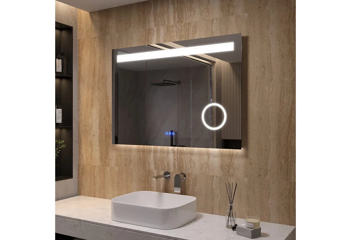 AQUABATOS LED-Lichtspiegel 100x70 cm mit 3-fach Vergrößerung und Dimmbarer Beleuchtung - Bild 2