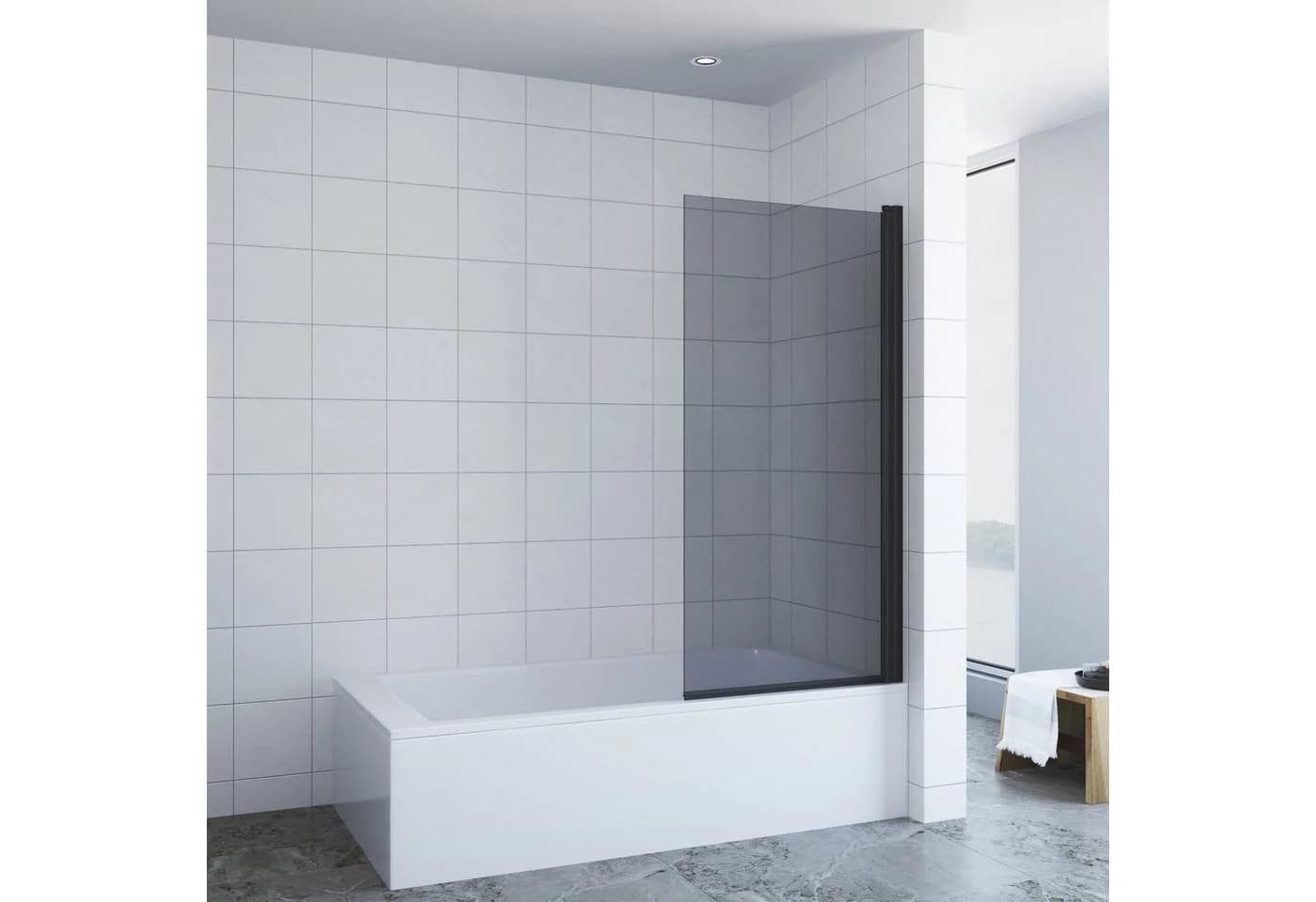 AQUABATOS Badewannenaufsatz Duschwand Grau Glas 70x140 cm - Bild 2