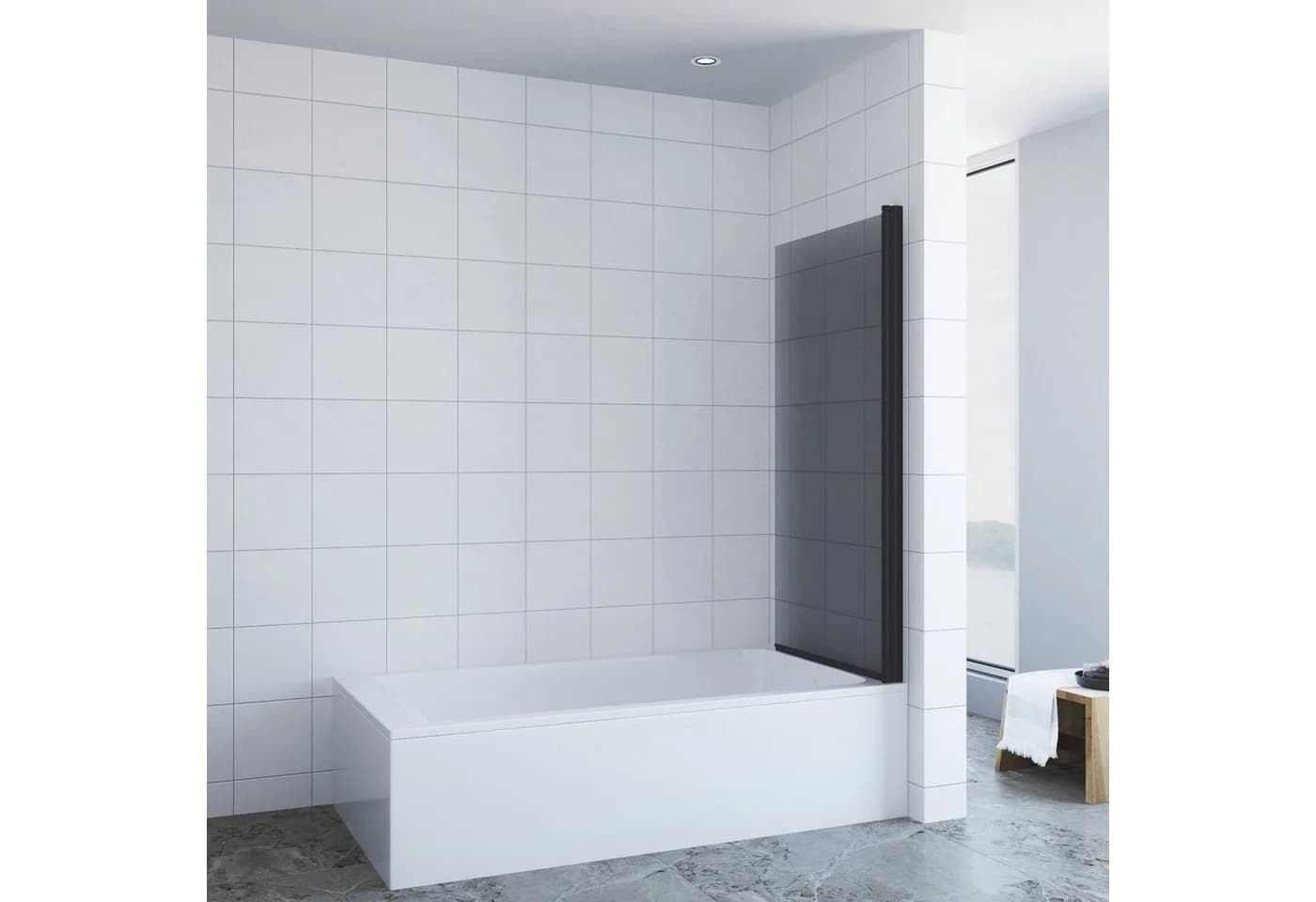 AQUABATOS Badewannenaufsatz Duschwand Grau Glas 70x140 cm - Bild 3