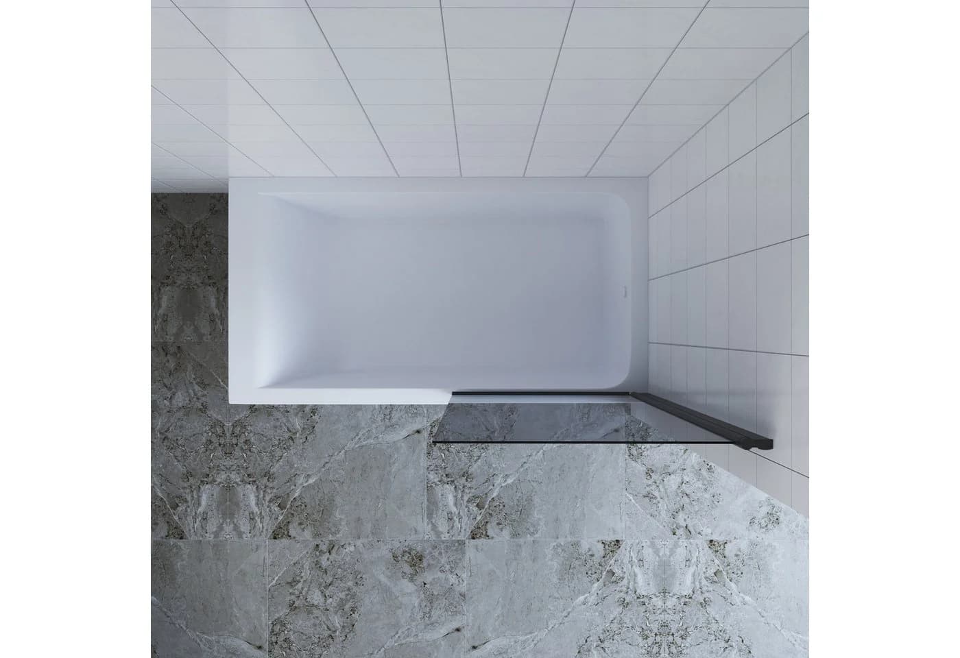 AQUABATOS Badewannenaufsatz Duschwand Grau Glas 70x140 cm - Bild 5