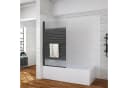 AQUABATOS Badewannenaufsatz Eck Glas Duschwand Schwarz Matt Bild 2