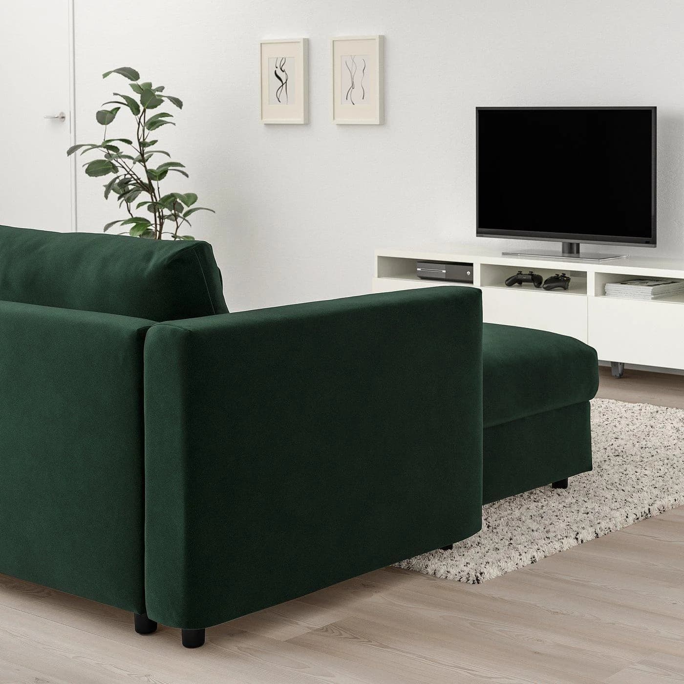 IKEA VIMLE 3er-Sofa mit Recamiere Dunkelgrün