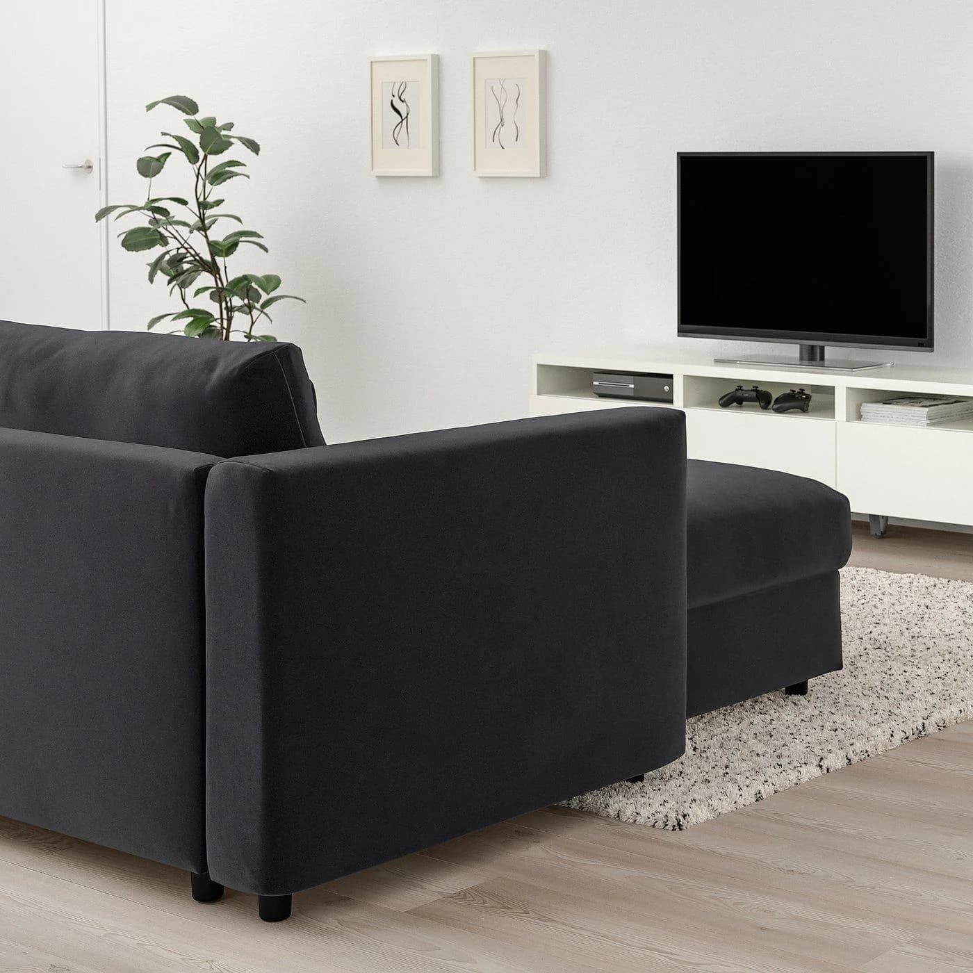 IKEA VIMLE 4er-Sofa mit Récamiere Dunkelgrau Samt