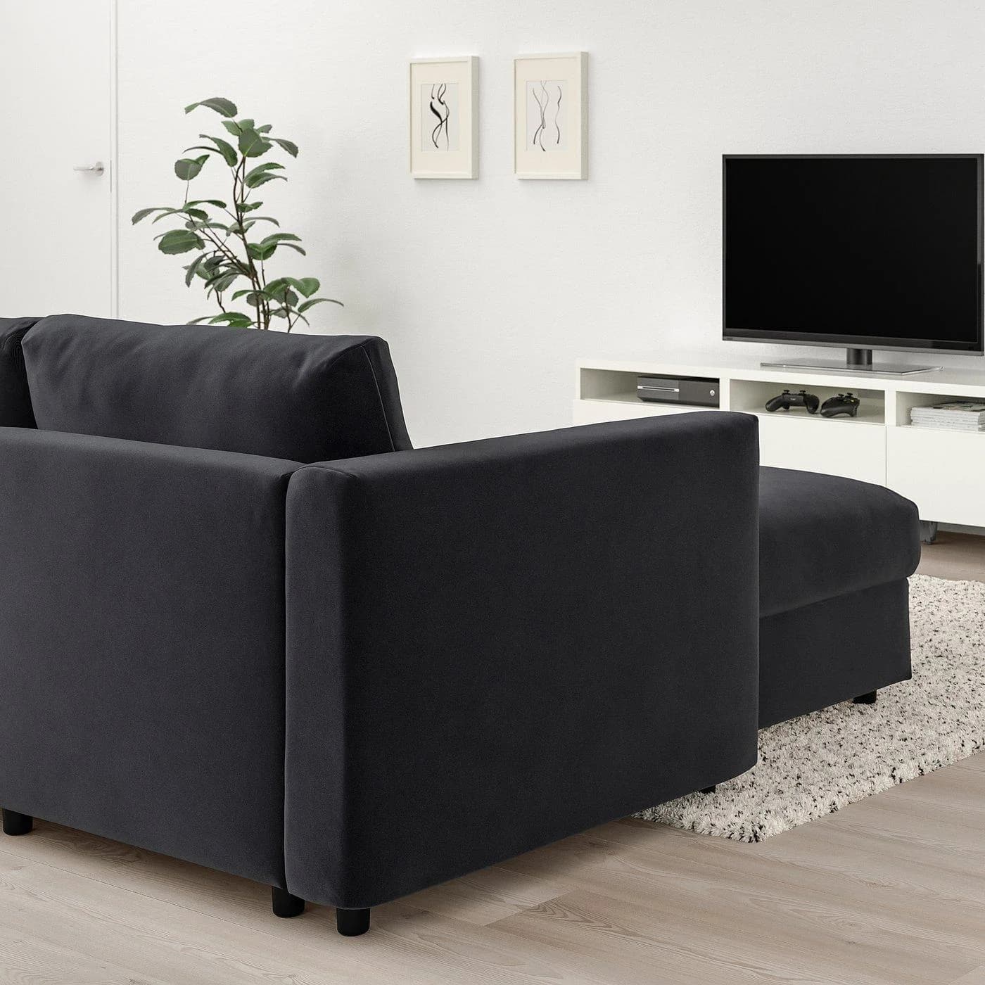 IKEA VIMLE 3er-Bettsofa Dunkelgrau mit Schlaffunktion