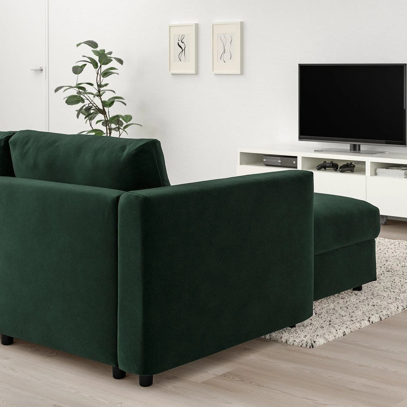 IKEA VIMLE 3er-Bettsofa mit Recamiere Dunkelgrün