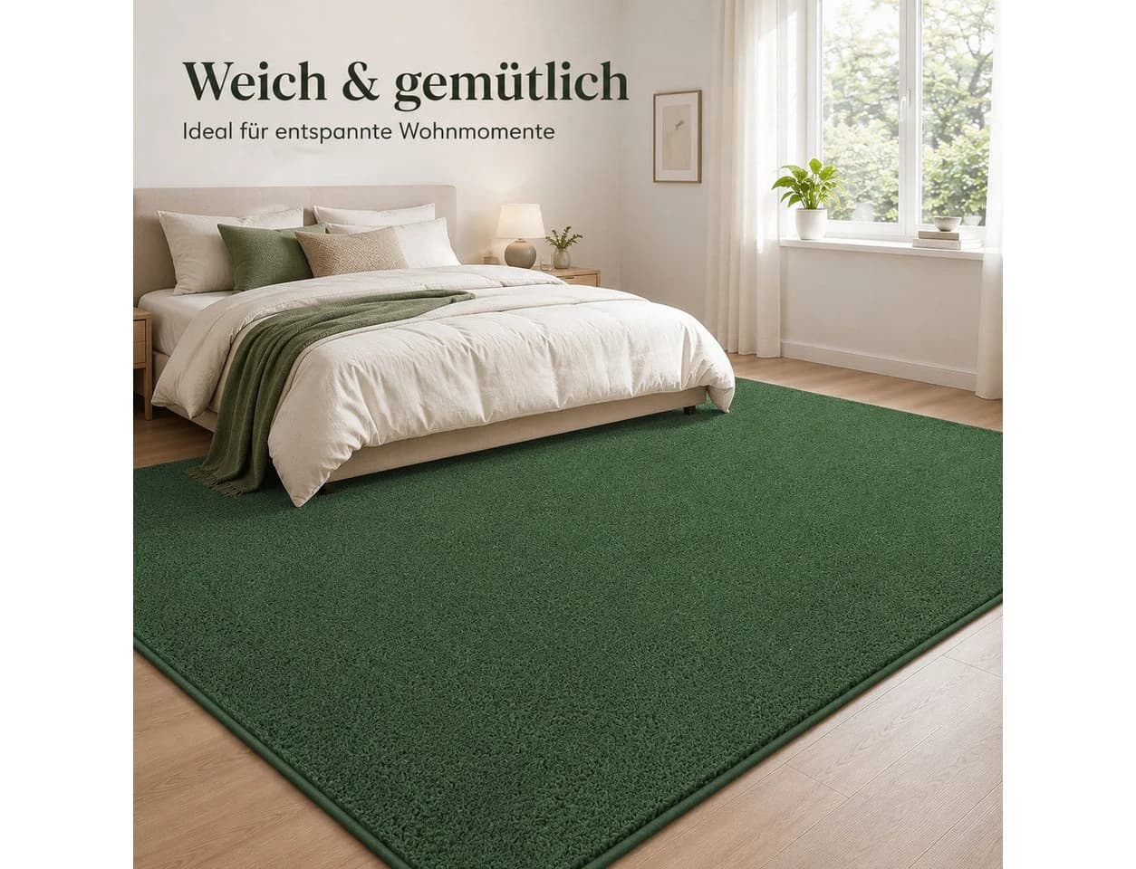 Lochas Designteppich Uni Schwarz – Weich, rutschfest & waschbar - Bild 2