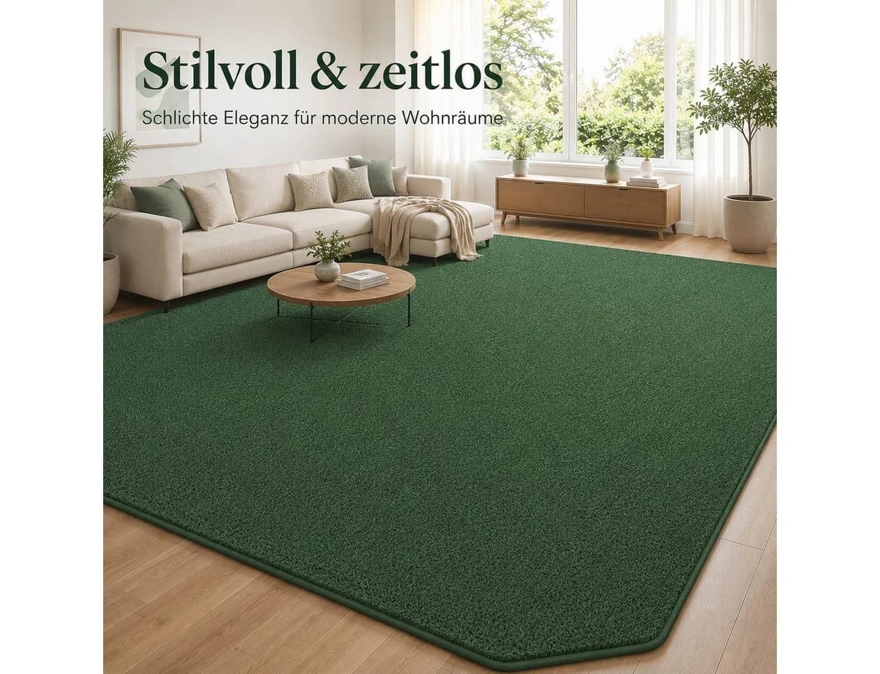 Lochas Designteppich Uni Schwarz – Weich, rutschfest & waschbar - Bild 3