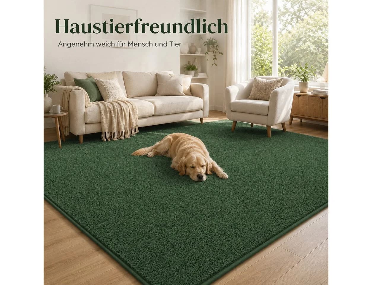 Lochas Designteppich Uni Schwarz – Weich, rutschfest & waschbar - Bild 4