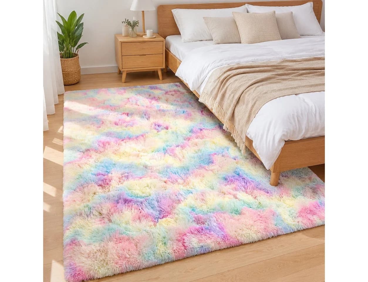 Lochas Hochflor-Teppich Shaggy Tie-Dye Design Rosa Bunt - Bild 3