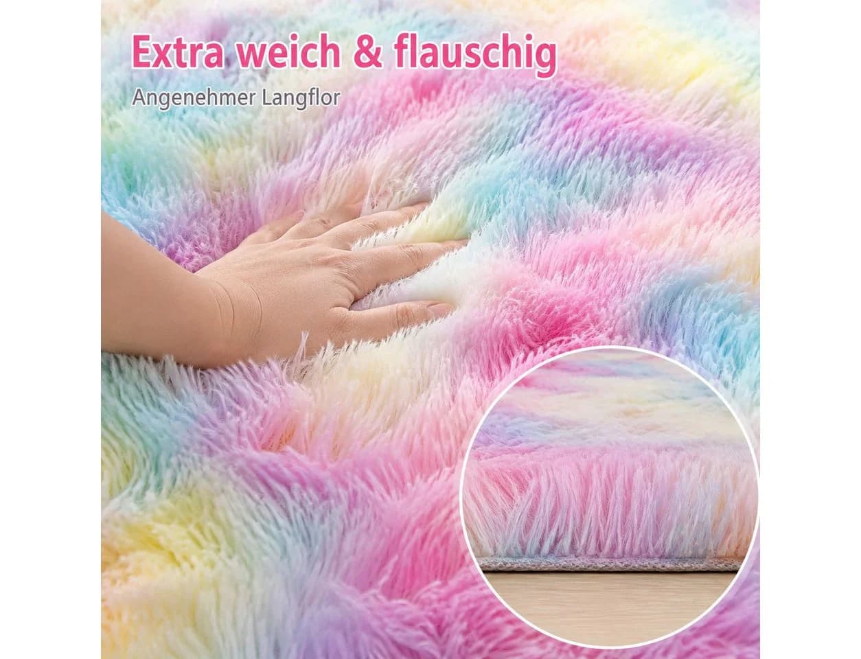 Lochas Hochflor-Teppich Shaggy Tie-Dye Design Rosa Bunt - Bild 5