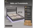 Simurq Polsterbett 140x200 mit Bettkasten, LED & USB, Dunkelgrau Bild 1