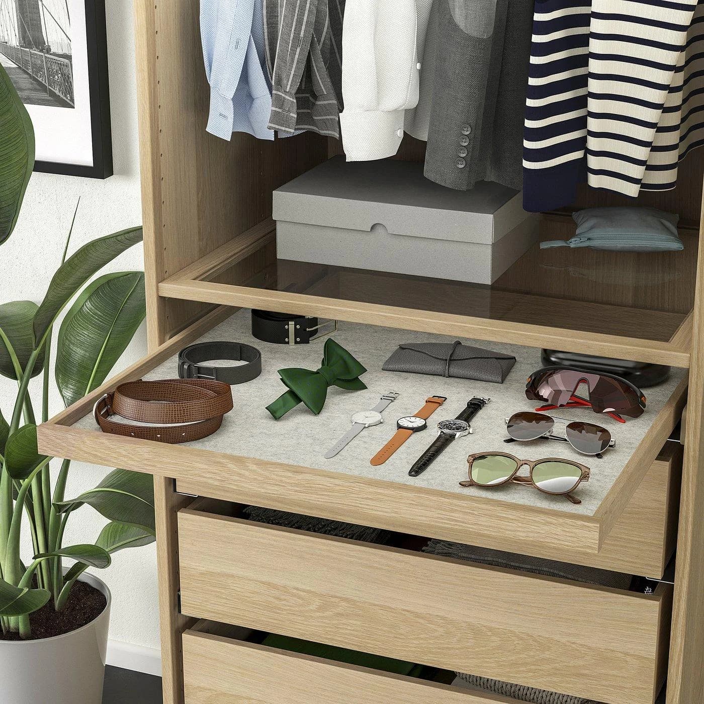IKEA KOMPLEMENT Ausziehboden mit Schubladenmatte Hellgrau