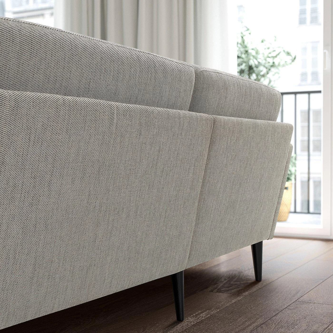 IKEA GRILLSTORP / SMEDSTORP 4er-Sofa mit Récamiere links Beige/Schwarz/Braun