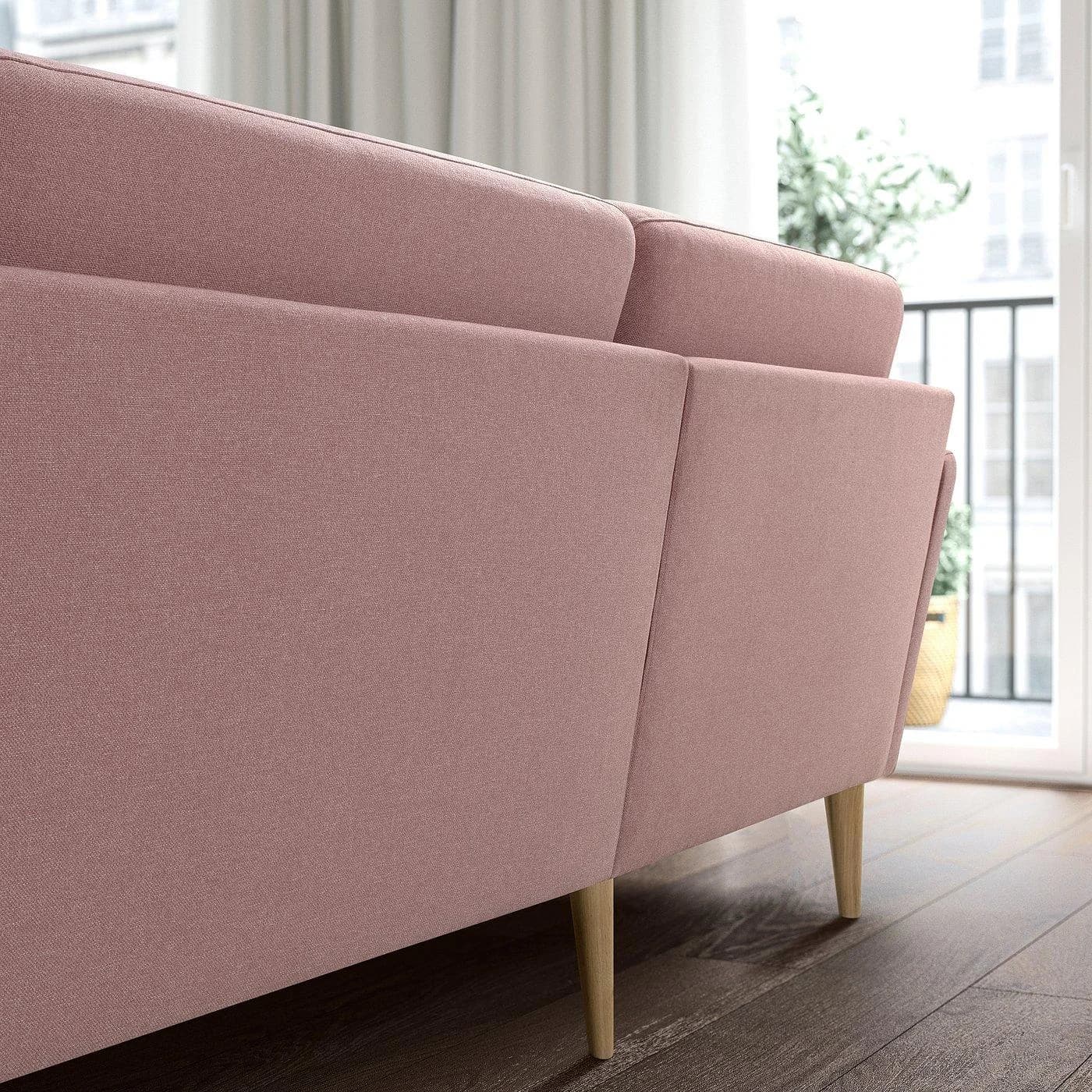 IKEA GRILLSTORP / SMEDSTORP 4er-Sofa mit Récamiere links Braun Eiche hell