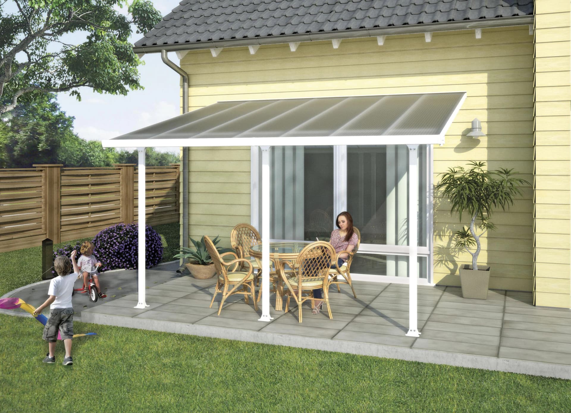 Palram Canopia Feria Terrassenüberdachung Weiß Aluminium Polycarbonat - Bild 2