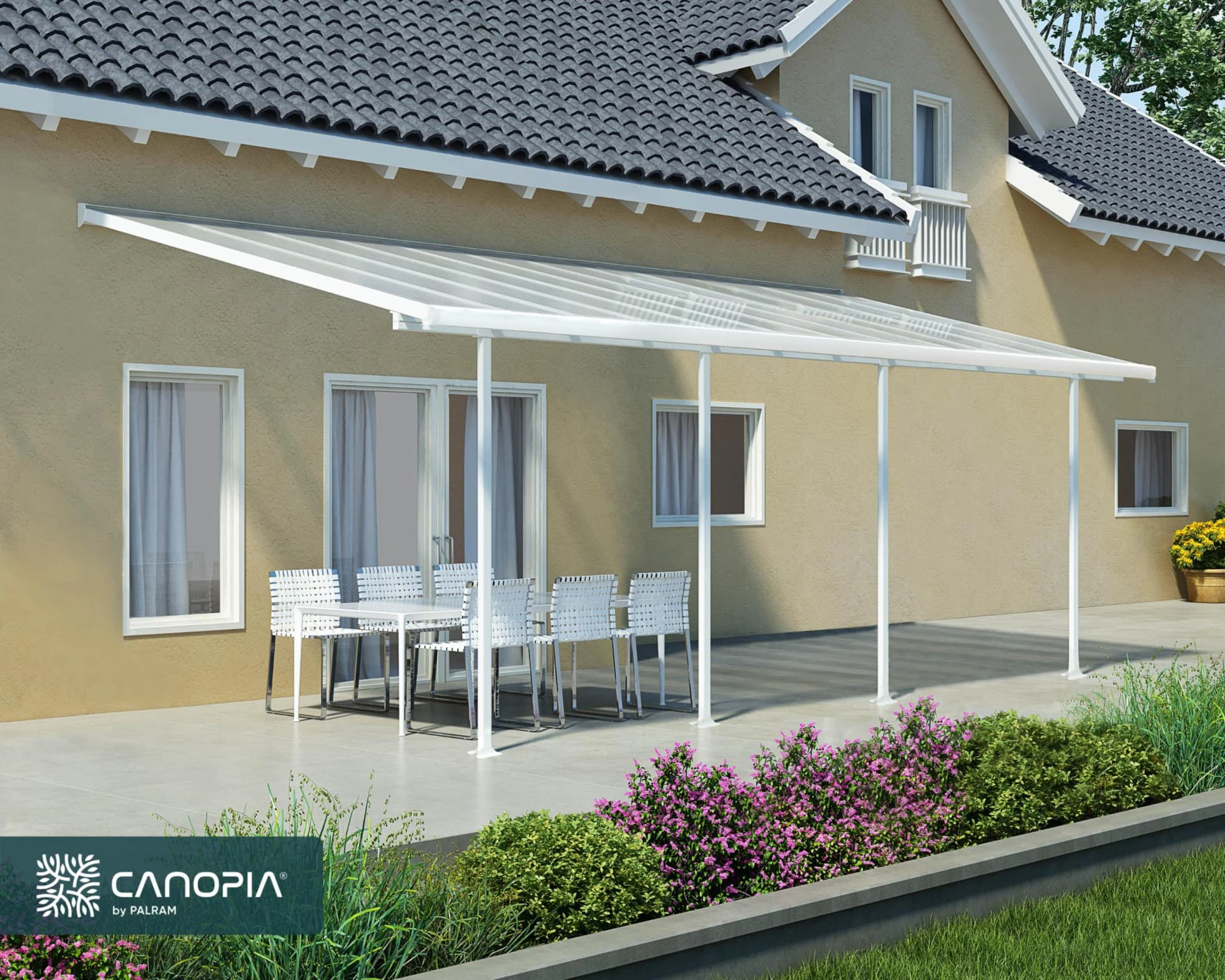 Palram Canopia Feria Terrassenüberdachung Weiß Aluminium Polycarbonat - Bild 2