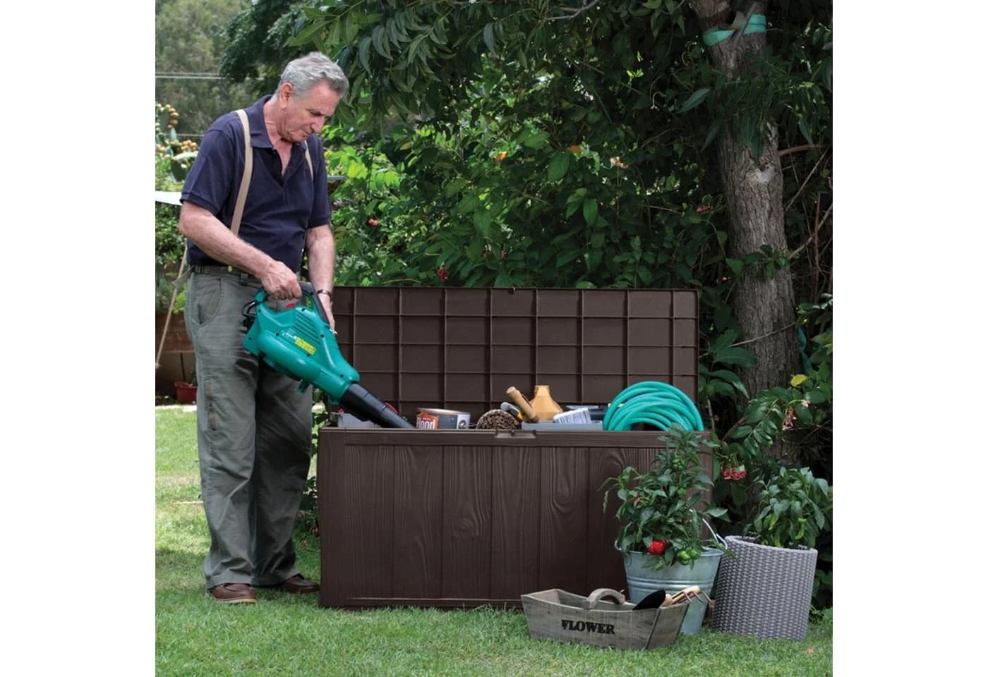 Keter Gartenbox 270L Aufbewahrung Holzoptik - Bild 3
