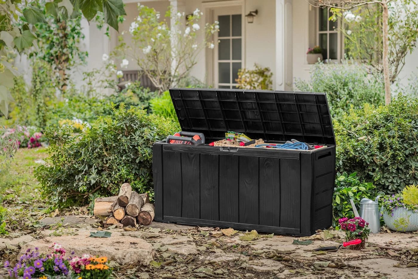 Keter Gartenbox Sherwood 270L Graphit Holzoptik UV-beständig - Bild 4