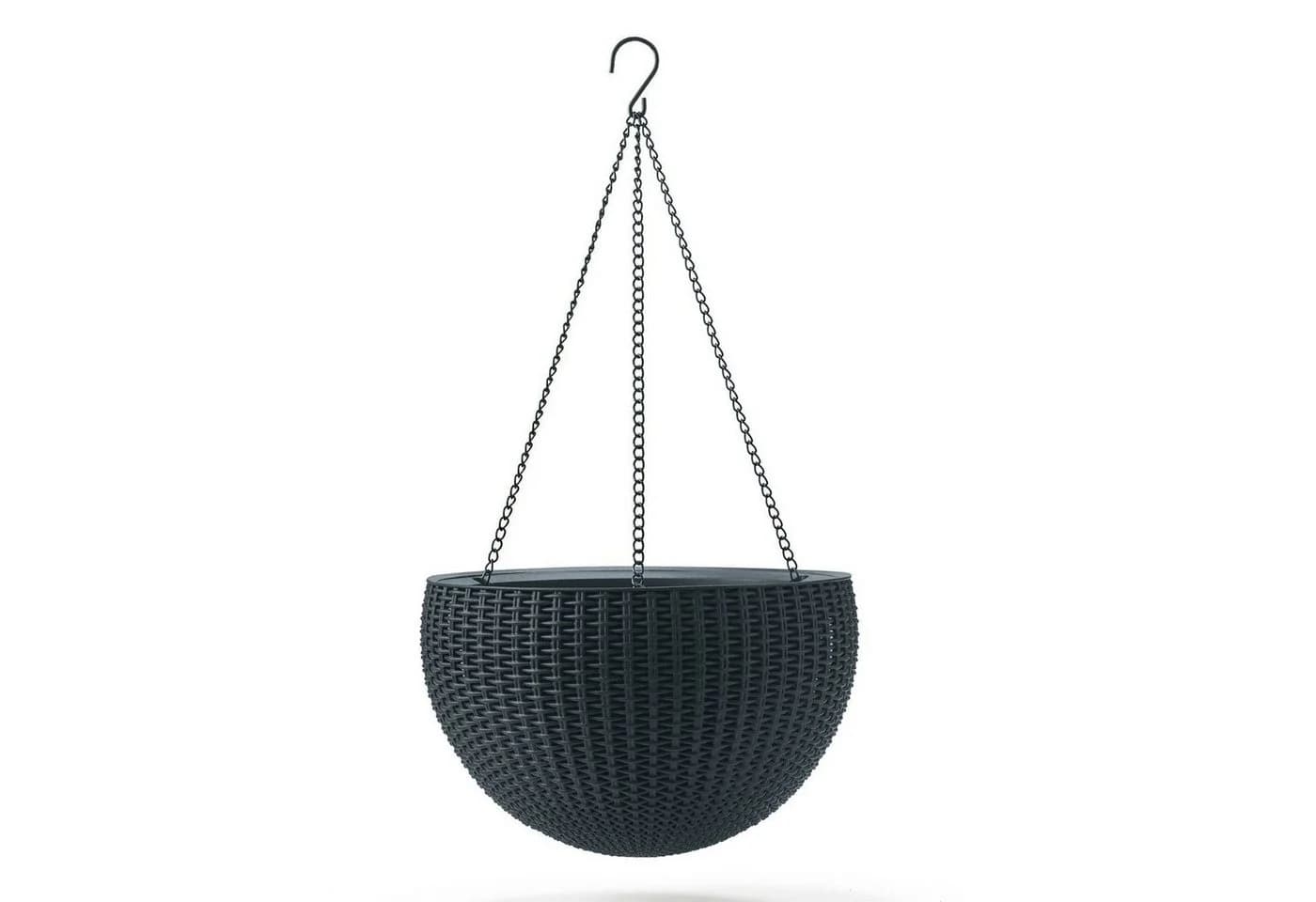 Keter Pflanzkübel 229544 Anthrazit Blumentopf mit Hängekette Rattanoptik - Bild 2