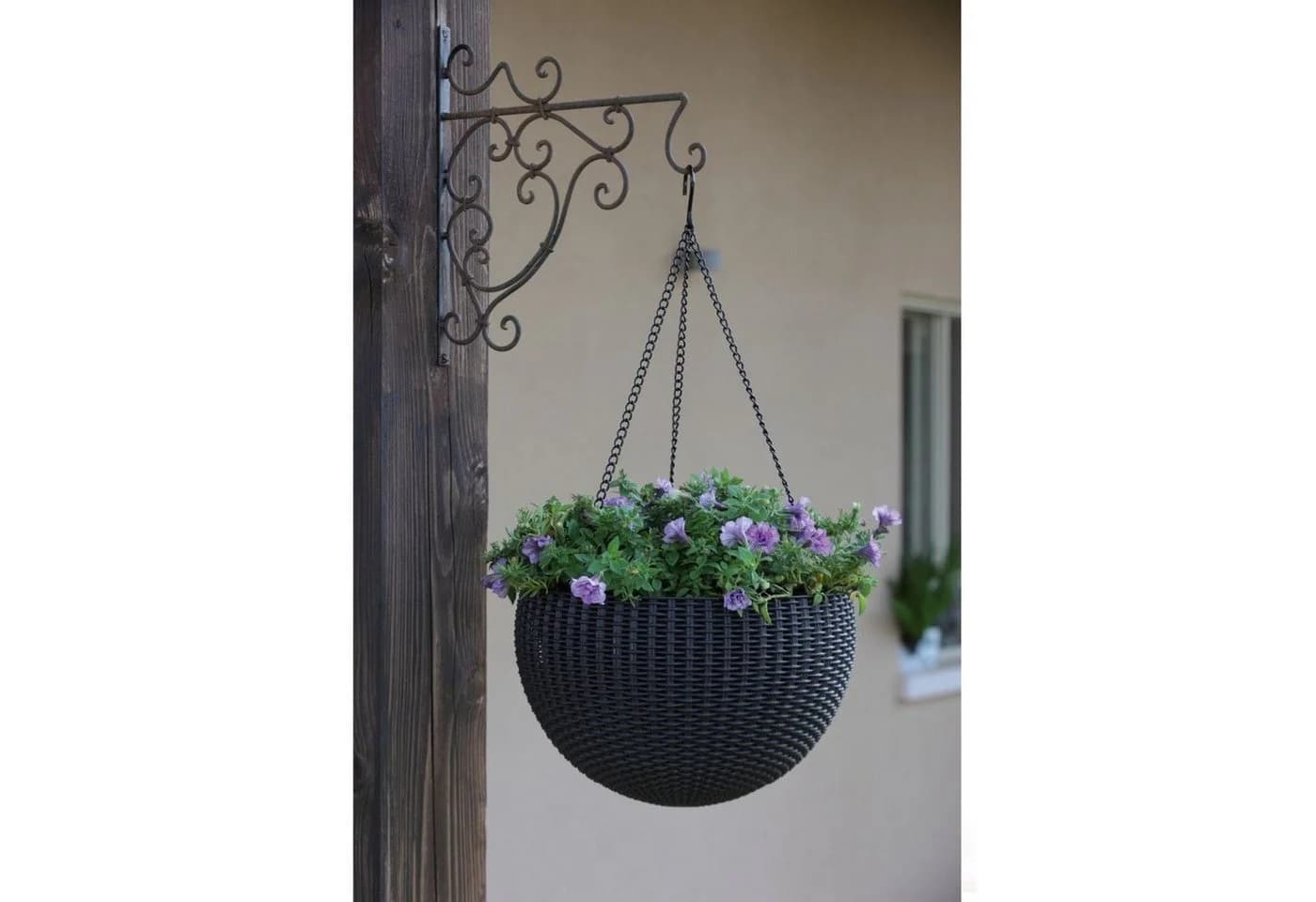 Keter Pflanzkübel 229544 Blumentopf mit Hängekette Braun Rattanoptik