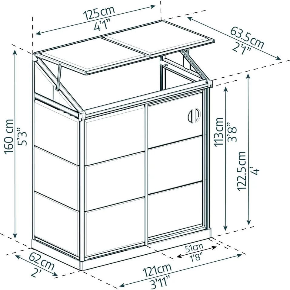 Palram Canopia Anlehngewächshaus Silber Transparent - Bild 5