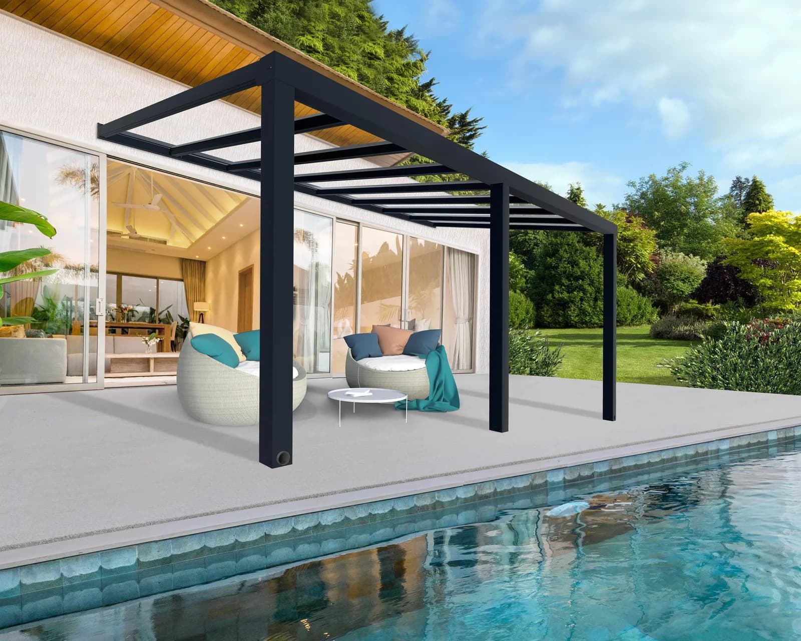 Terrassendach PALRAM - CANOPIA Stockholm Alu Terrassenüberdachung Grau