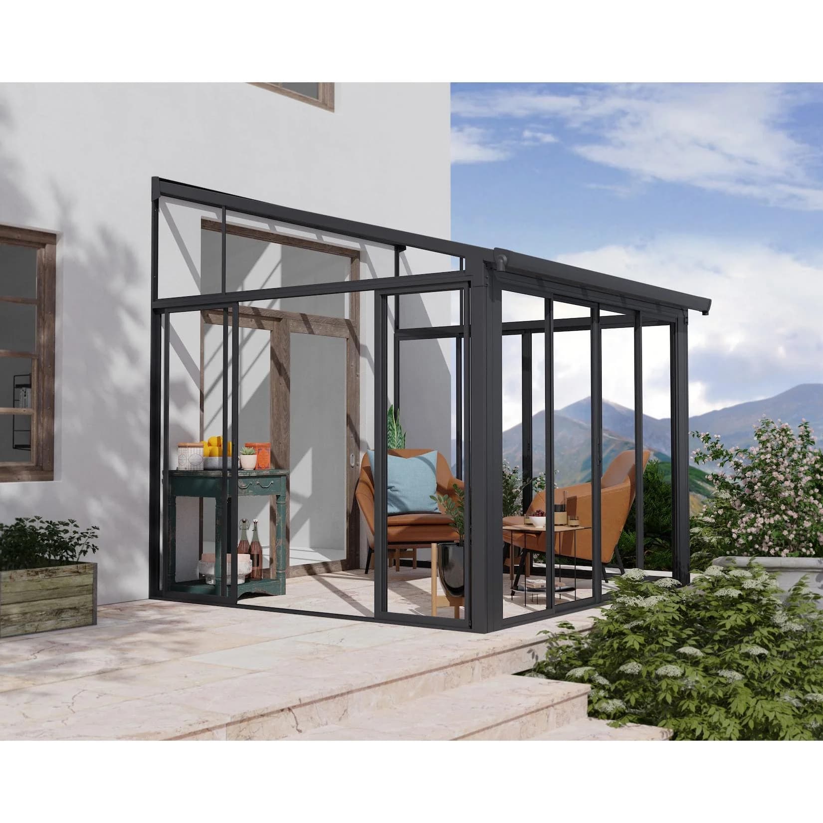 PALRAM CANOPIA SanRemo Wintergarten Anthrazit Acryl Aluminium Polycarbonat