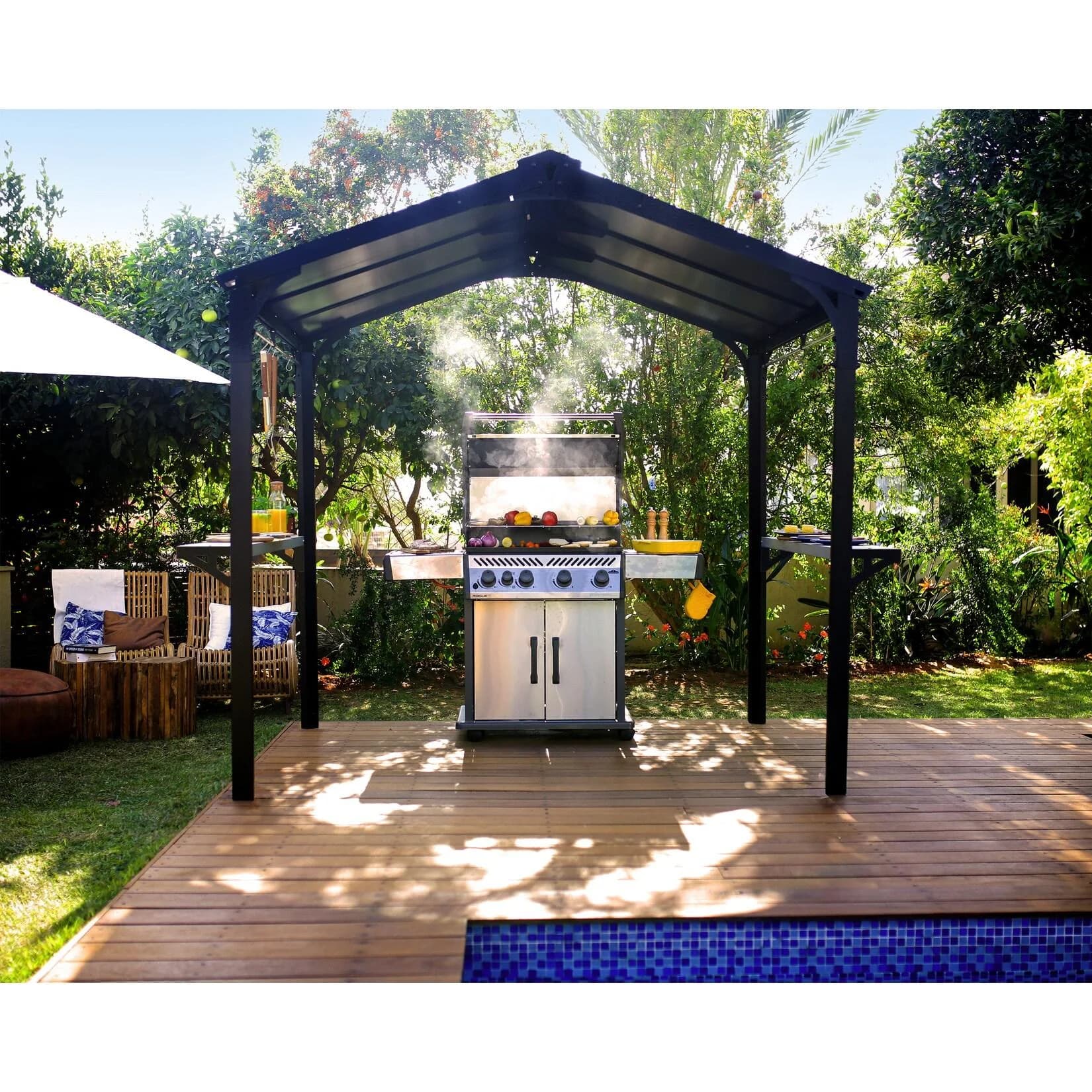 Canopia Austin Gartenpavillon Anthrazit Aluminium Wetterschutz