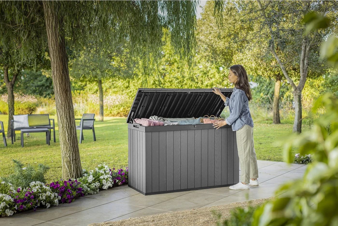 Keter Gartenbox Darwin 662L Grau Holzoptik EVOTECH
