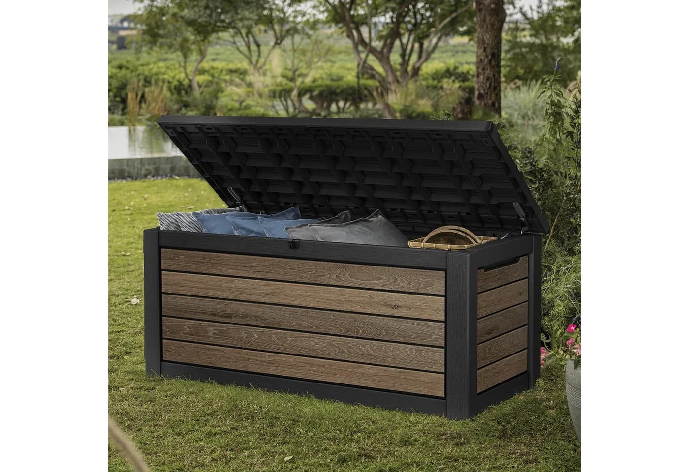 Keter Gartenbox Northwood 623L Braun Holzoptik mit Gasdruckfedern - Bild 3