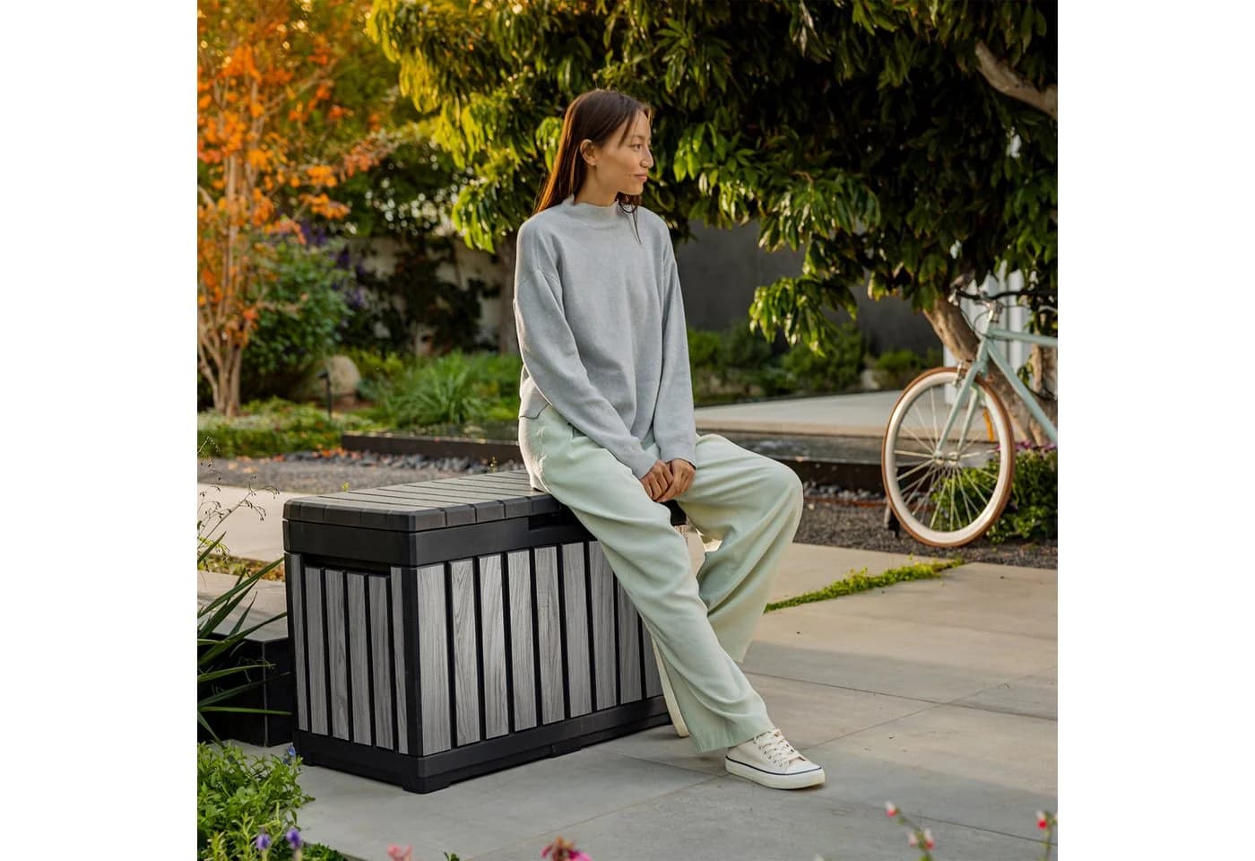 Keter Gartenbox Kentwood 190L Grau Holzoptik Wetterschutz - Bild 5