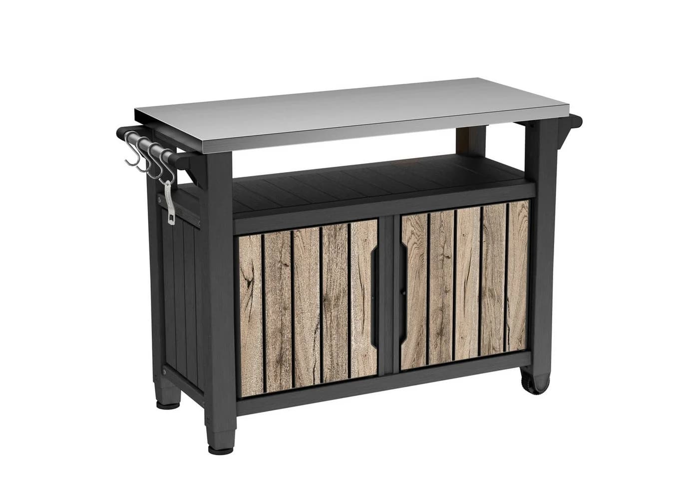 Keter Grillablagetisch UNITY XL Holzoptik Pinie Kunststoff Edelstahlplatte - Bild 2