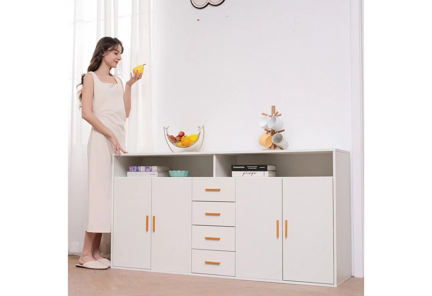HOMAVO Sideboard 160 cm Modern mit Schubladen & Türen