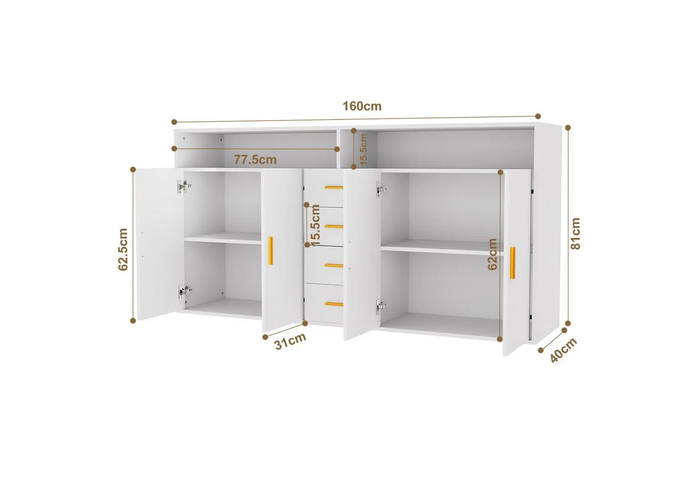 HOMAVO Sideboard 160 cm Modern mit Schubladen & Türen - Bild 5