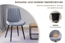 HOMAVO Esszimmerstuhl 2er Set Kunstleder Grau Metallbeine Bild 4