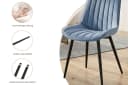 HOMAVO Esszimmerstuhl YZ1 2er Set Blau Samt Modern Gepolstert Bild 3