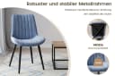 HOMAVO Esszimmerstuhl YZ1 2er Set Blau Samt Modern Gepolstert Bild 4