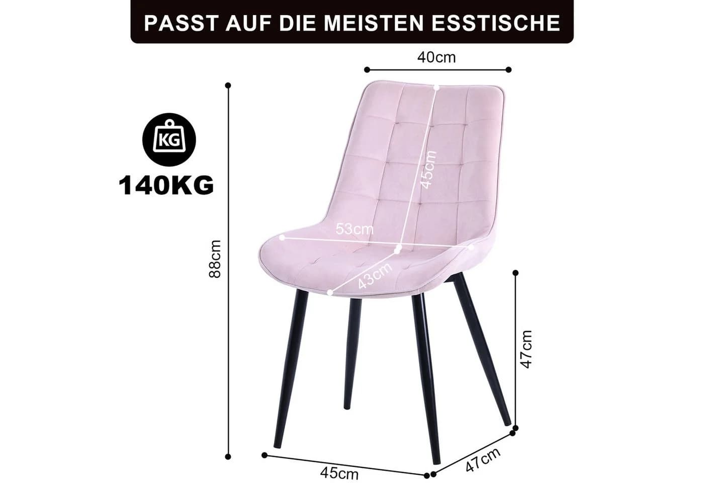 HOMAVO Esszimmerstuhl YZ2 STUHL-SET 2 Stück in Samt oder Webstoff - Bild 3