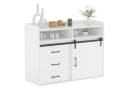 HOMAVO Sideboard HG1-S mit Schiebetür, 3 Schubladen & offenen Fächern Weiß Bild 2