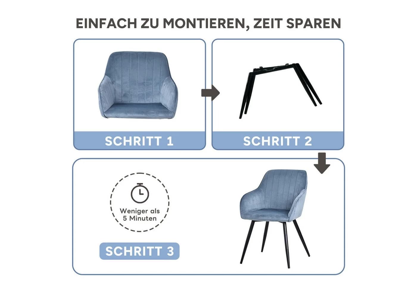 HOMAVO Esszimmerstuhl YZ5 Set 2 Stühle Samt mit Armlehnen - Bild 4