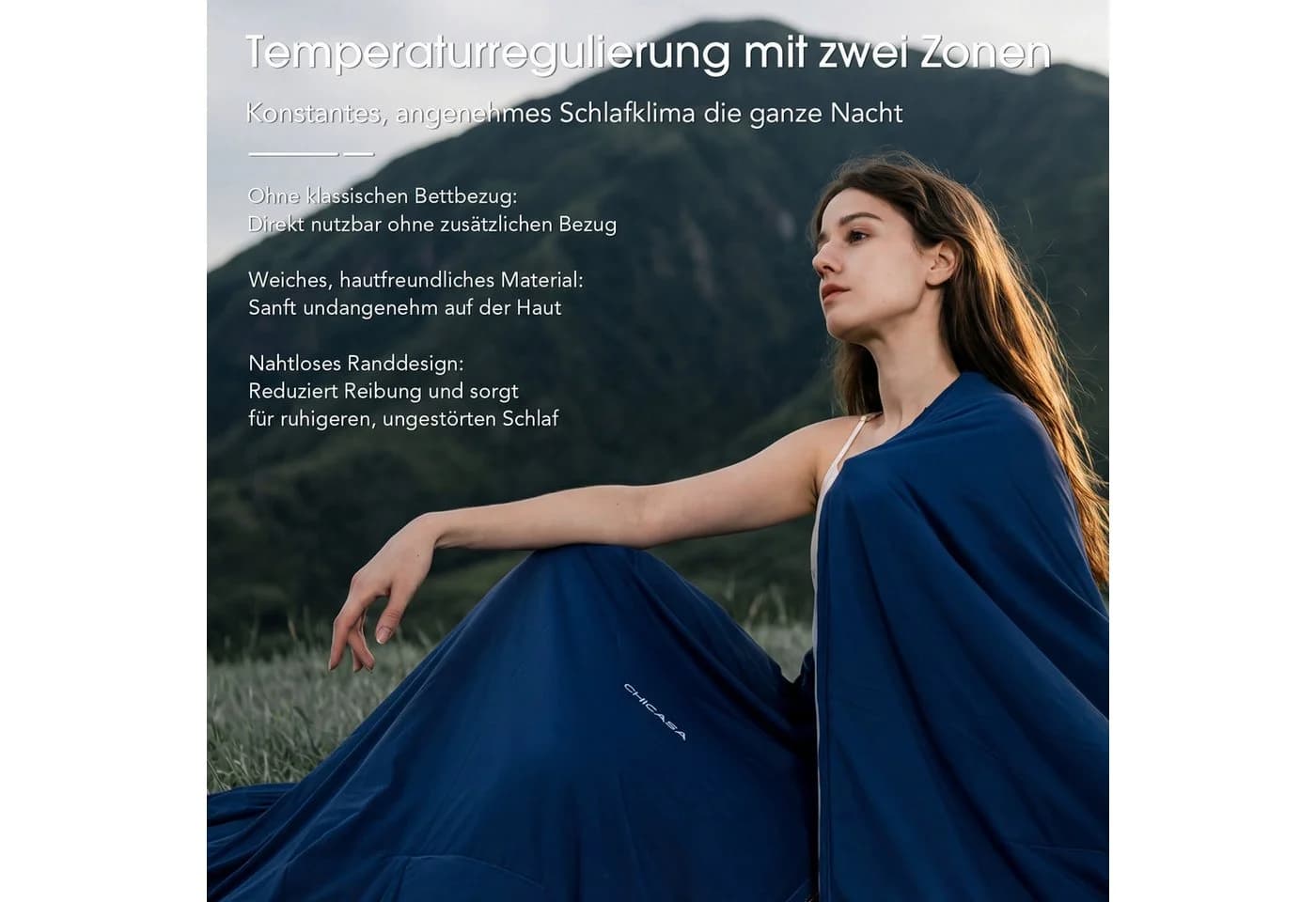 CHICASA Microfaserbettdecke Kühlend Wendbar Inklusive Schlafmaske Rosa - Bild 3