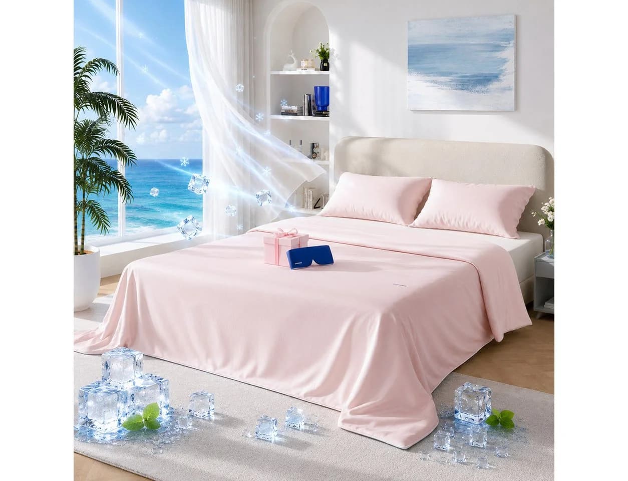 CHICASA Microfaserbettdecke Kühlende Duo-Wende-Sommerdecke Rosa