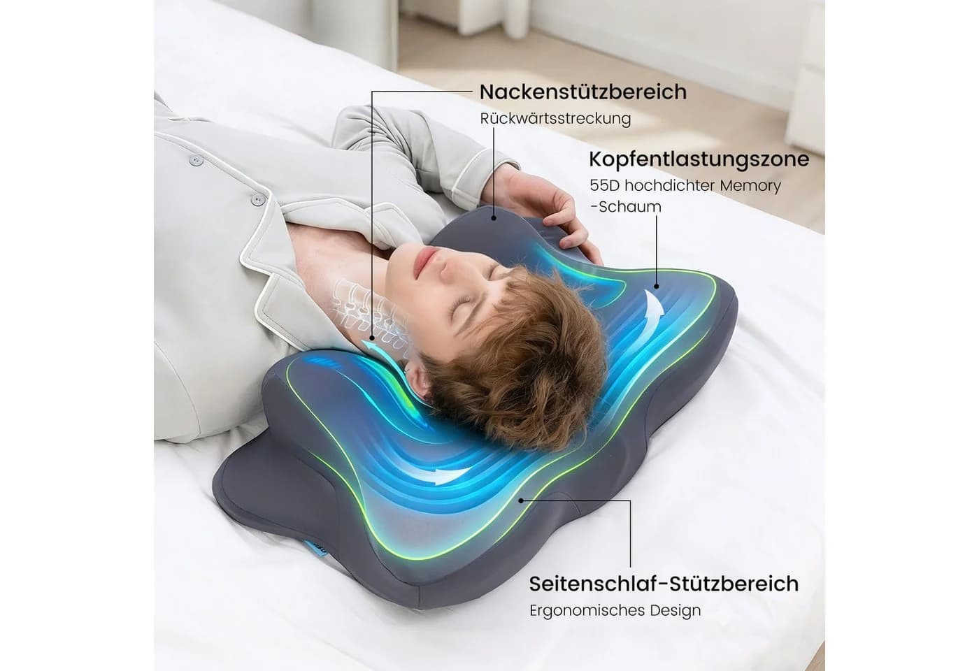 CHICASA Kopfkissen Memory Foam Orthopädisches Nackenstützkissen - Bild 3