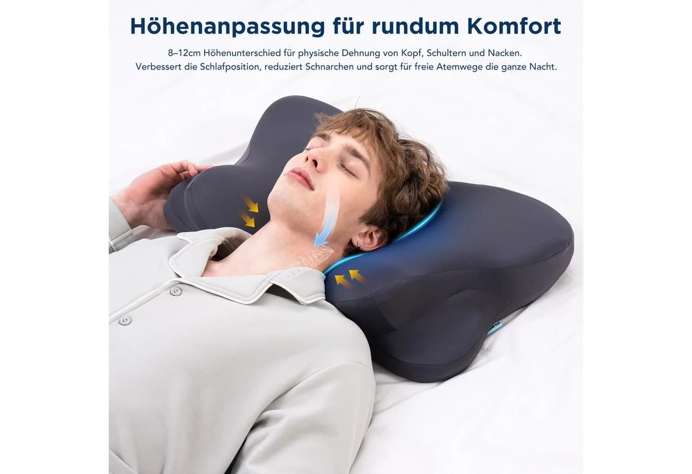 CHICASA Orthopädisches Memory Foam Kopfkissen grau ergonomisch