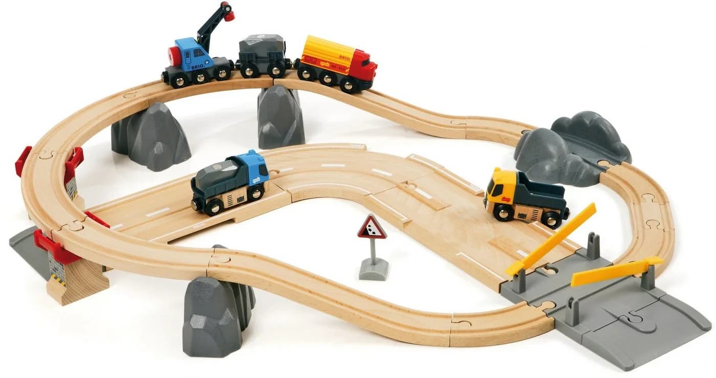 BRIO® WORLD Straßen & Schienen Steinverlade Set Holzspielzeug 32 Teile - Bild 3