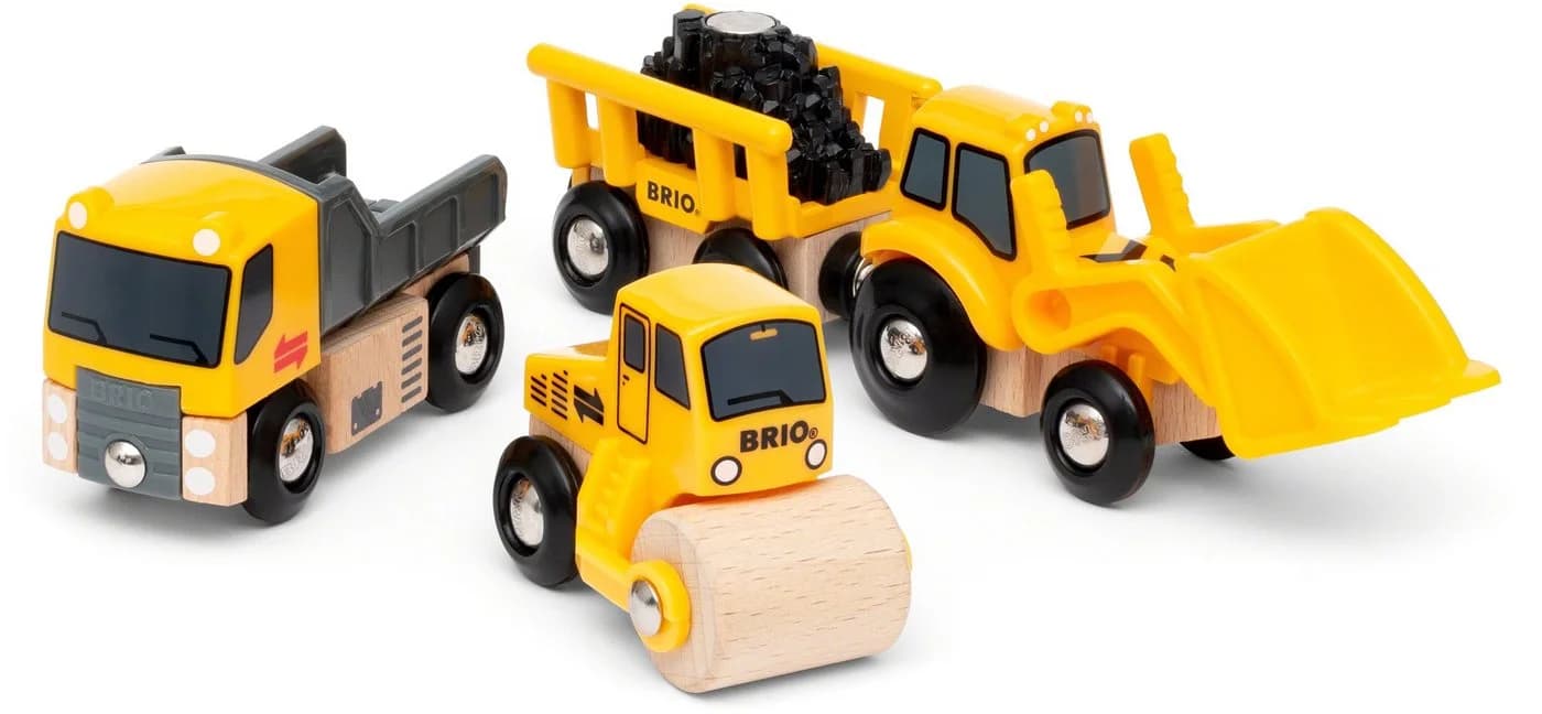BRIO Baustellenfahrzeuge Set 3-tlg. Kipper Walze Bagger m. Anhänger - Bild 2