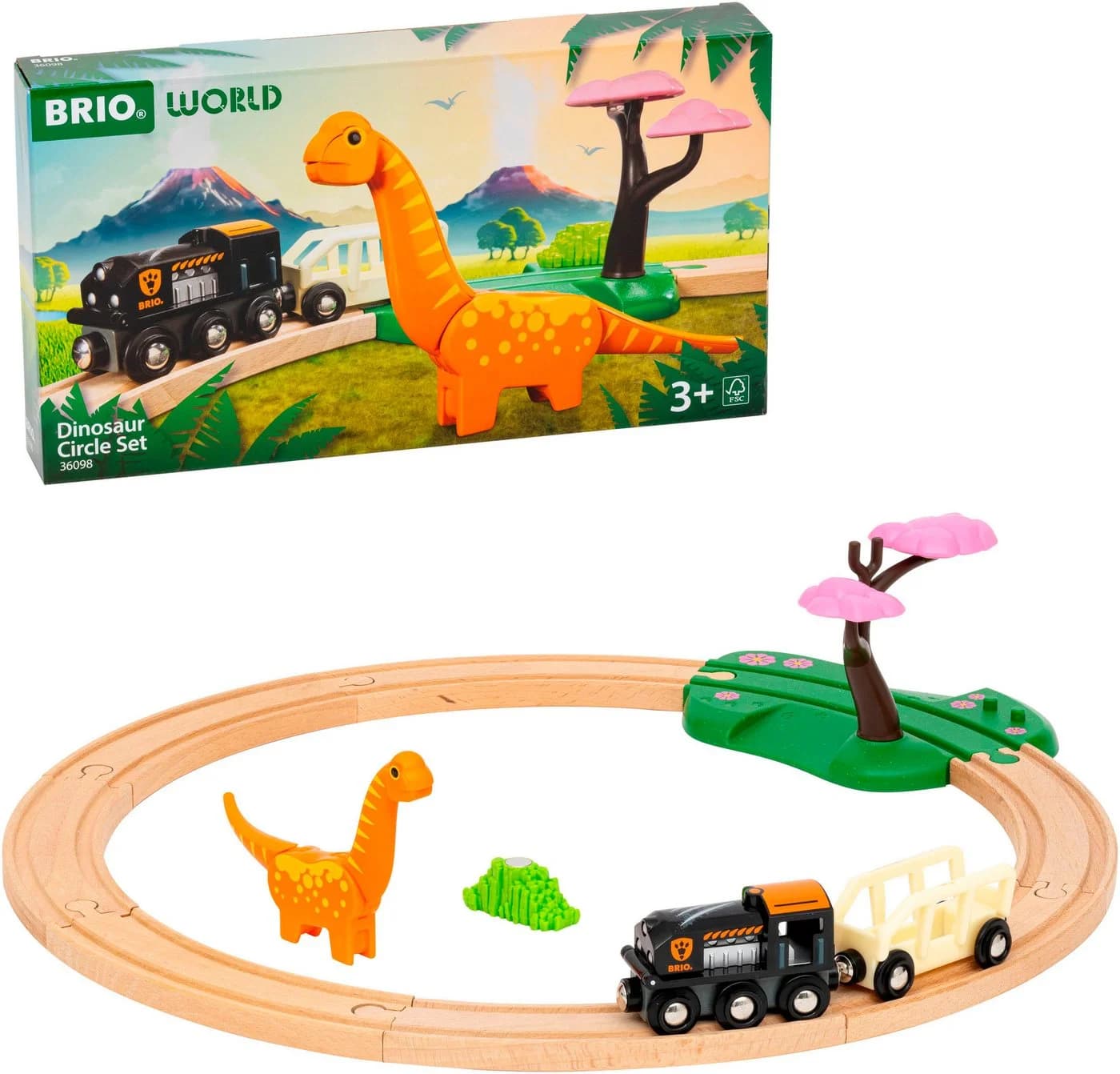 BRIO Dinosaurier Bahn Set 12-tlg. Holzspielzeug mit Zug & Figur - Bild 3