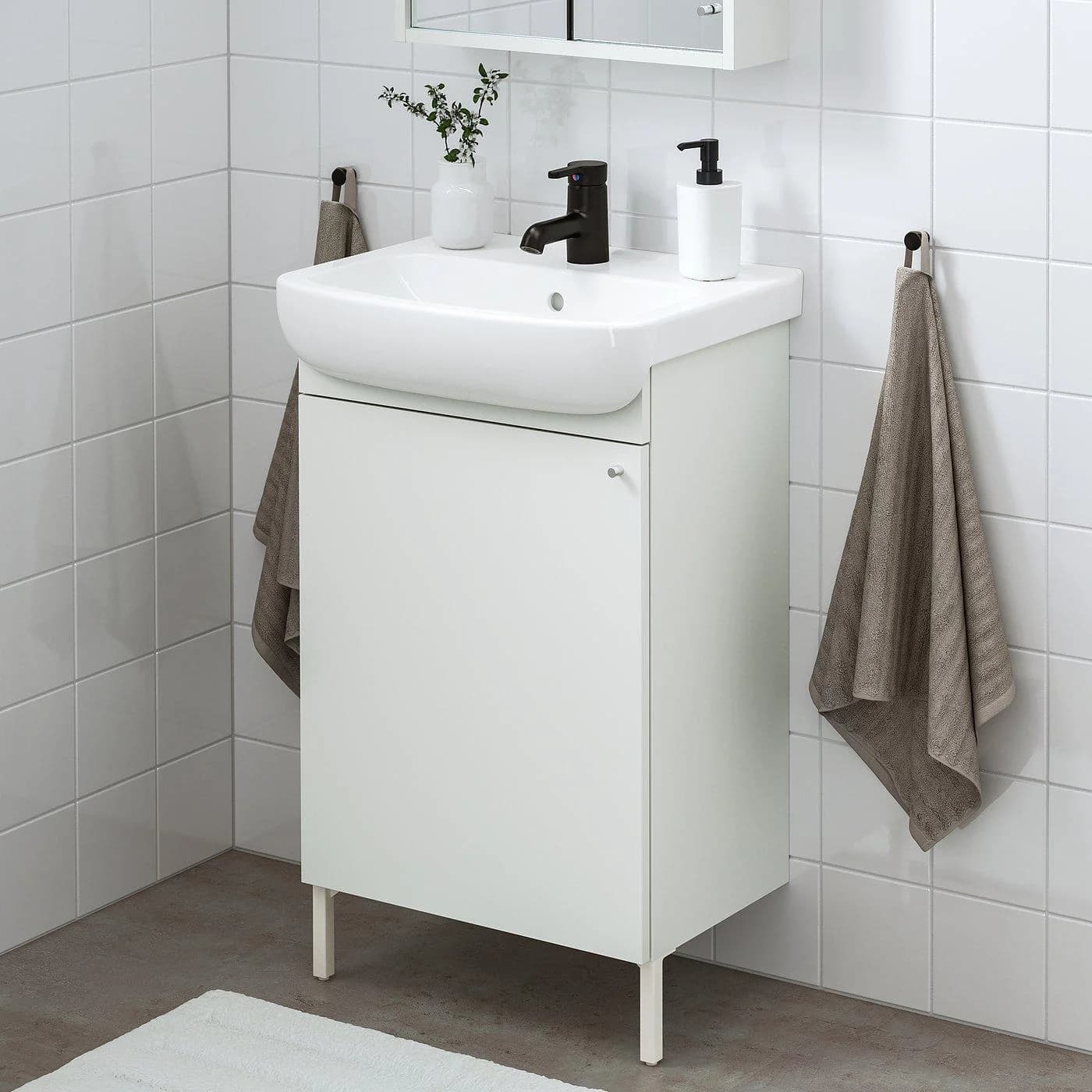 IKEA NYSJÖN / BJÖRKÅN Waschbeckschrank Weiß Schwarz