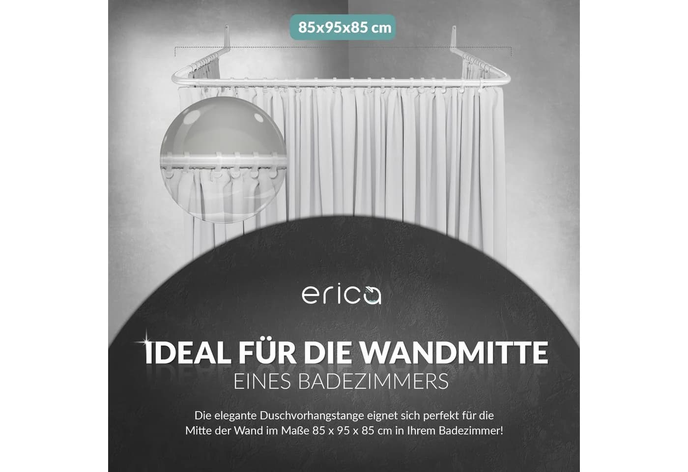 Erica Duschvorhangstange Winkelstange Weiß Pulverbeschichteter Stahl