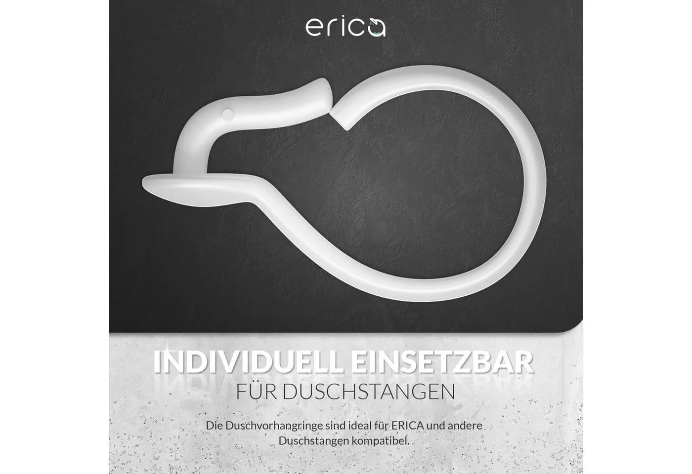 Erica Duschvorhangringe Glänzend 12er Packung Weiß - Bild 3